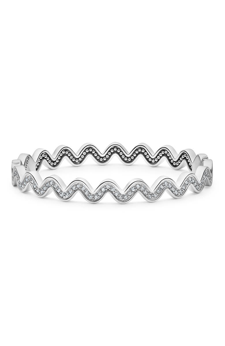 LAGOS Caviar Spark Diamond Wave Bangle, Main, color, Silver