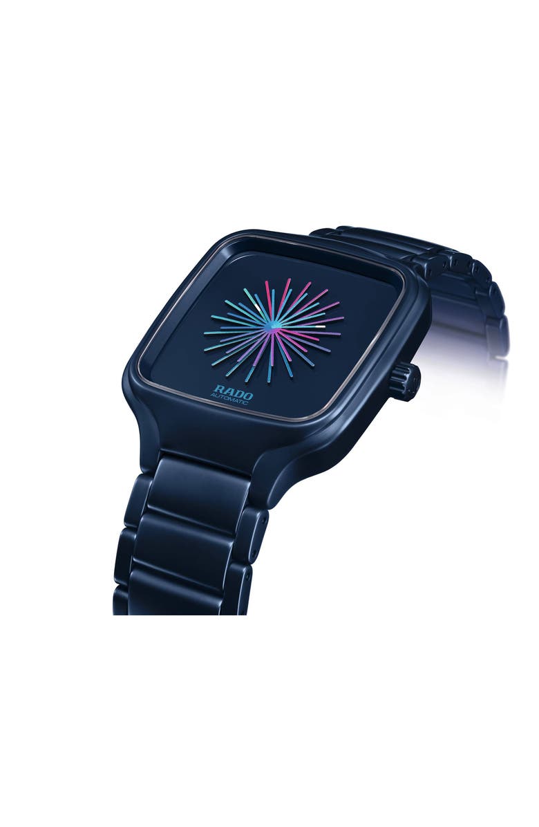 RADO True Square Over the Abyss Ceramic Bracelet Watch, 38mm, Alternate, color, 