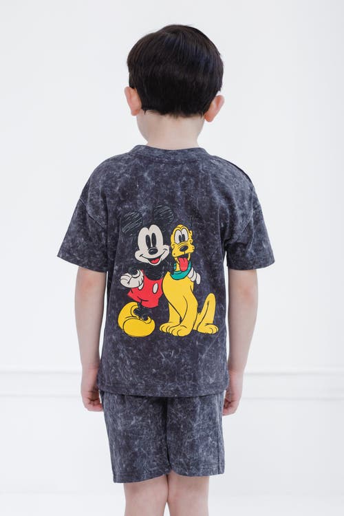 Disney Mickey Mouse & Friends Wash T-shirt & Shorts Set In Black