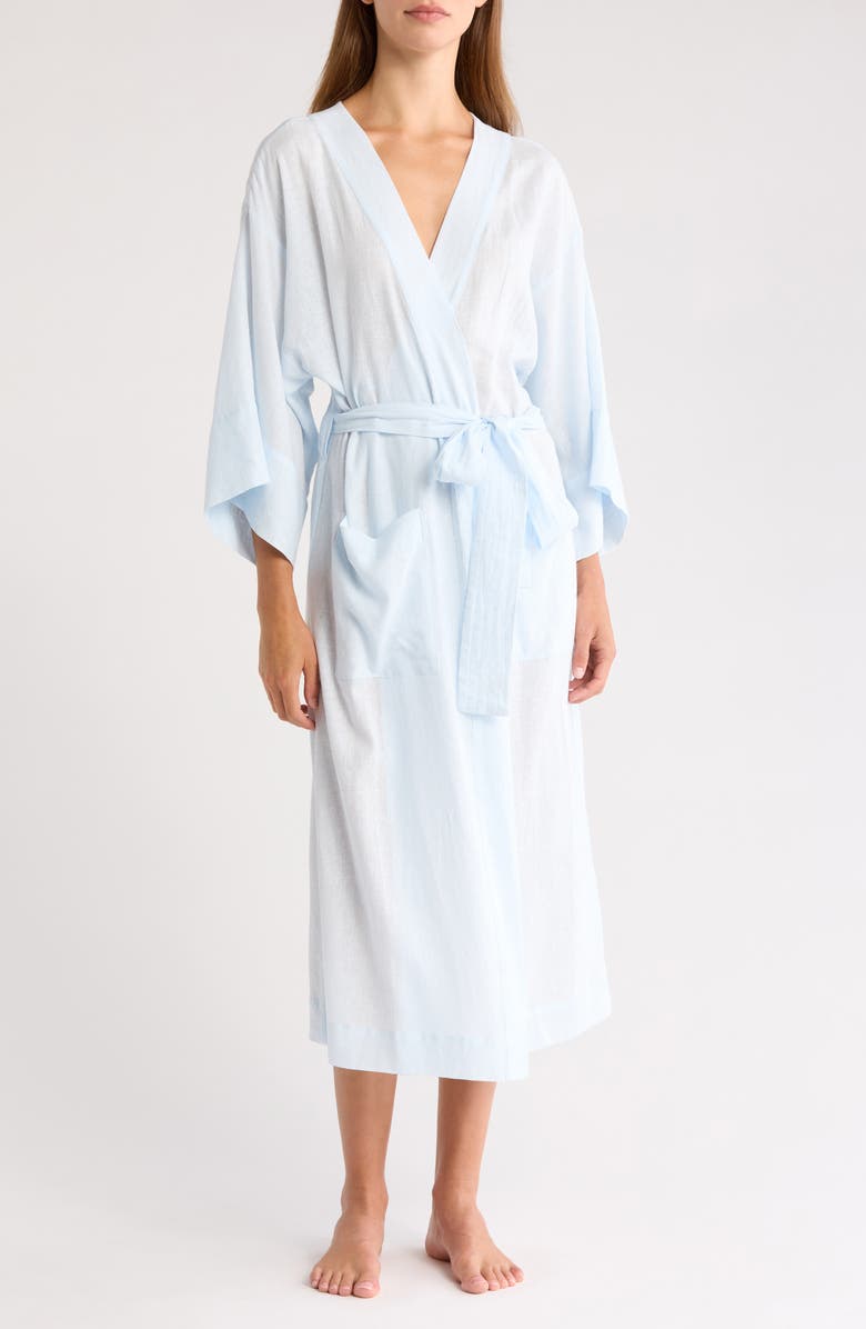 Nordstrom Vacation Linen Blend Robe, Main, color, Blue Breeze