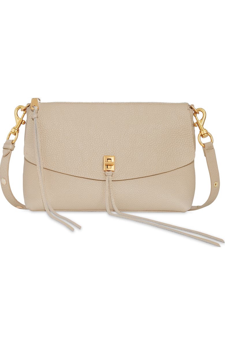 Rebecca Minkoff Darren Top Zip Leather Shoulder Bag, Main, color, Stone