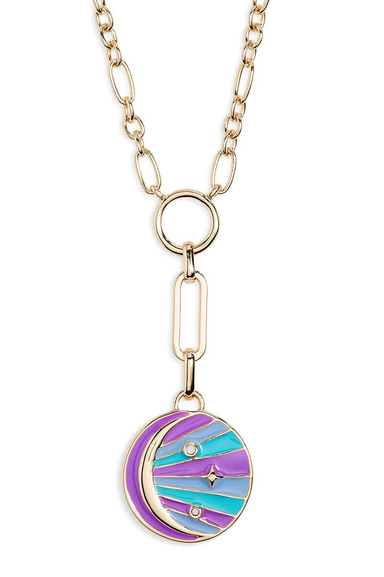 Enamel Pendant Necklace, Main, color, PURPLE MOON/GOLD