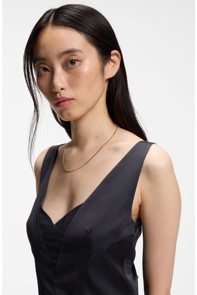 Depalma Topstitched A-Line Slipdress, Alternate, color, DEEPEST MIDNIGHT