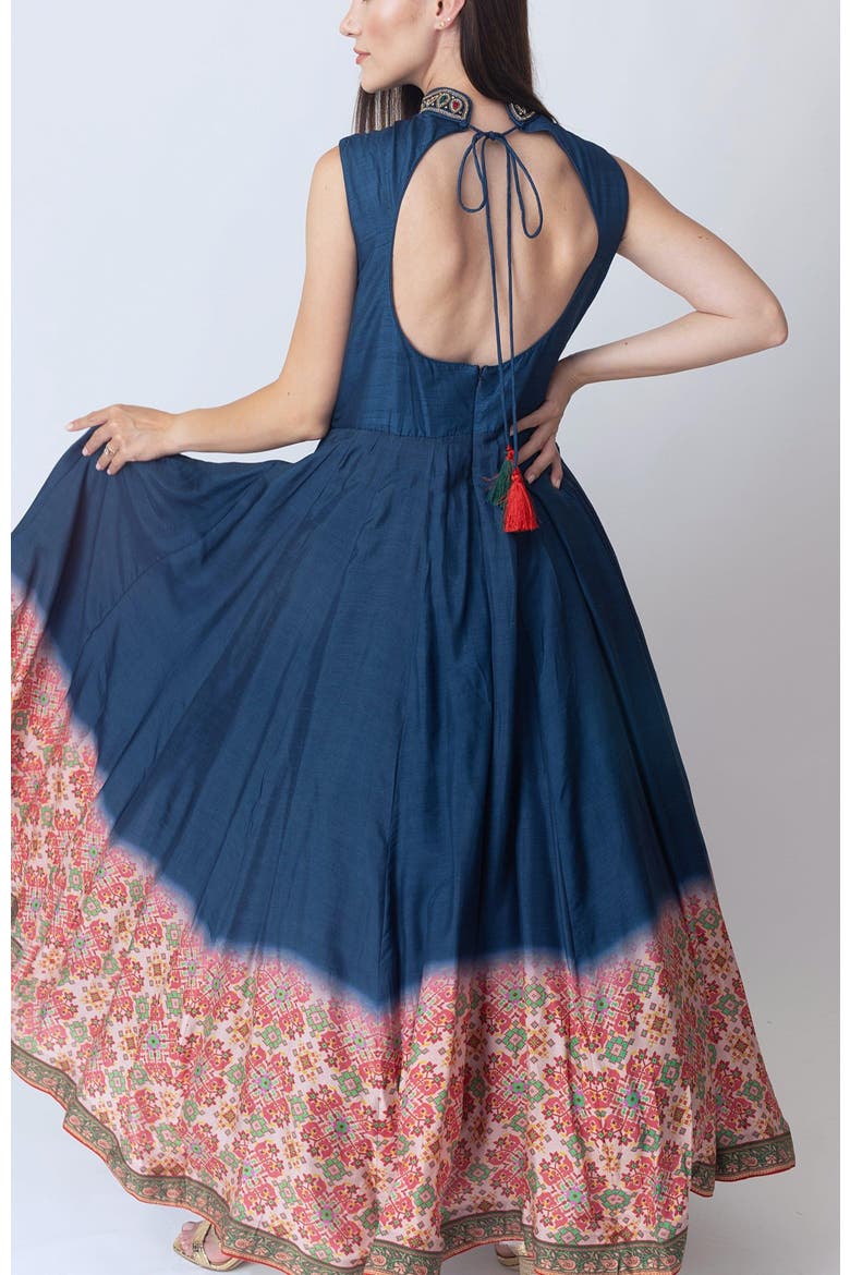 Myka Embroidered High Neck Gown, Alternate, color, Blue