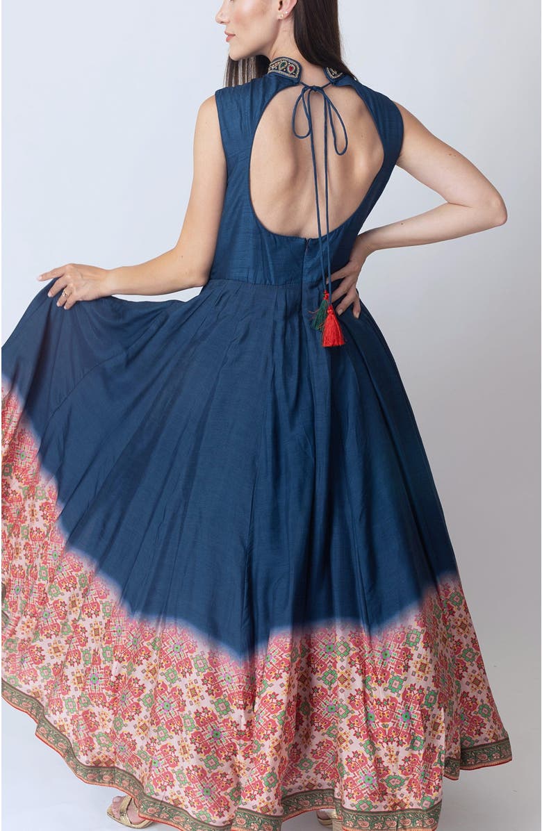 RAAS Myka Embroidered High Neck Gown, Alternate, color, Blue