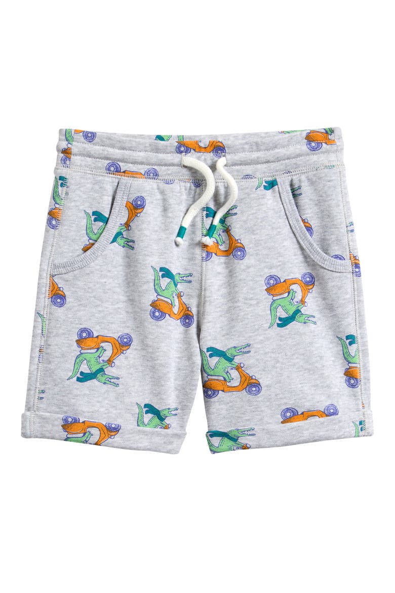 Kids' Scooter Print Knit Shorts, Main, color, GREY SOFT HTR CROC SCOOTER