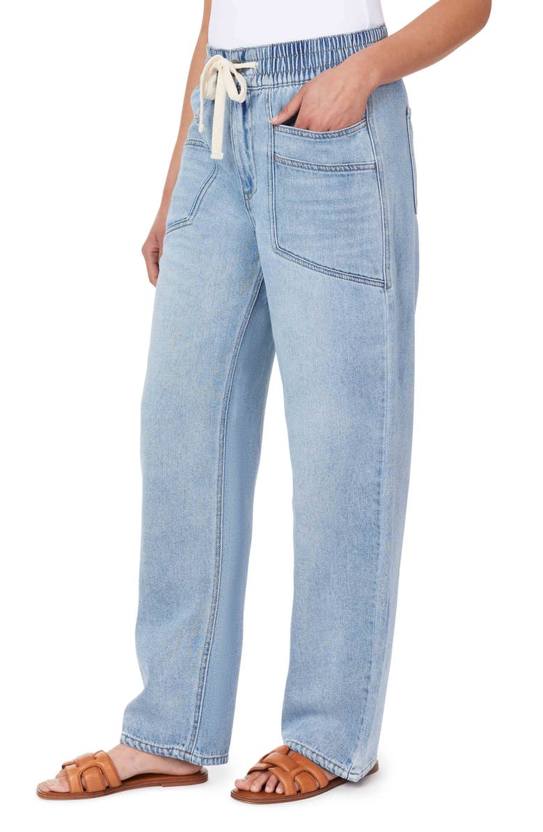 Kensie High Waist Drawstring Wide Leg Jeans, Alternate, color, 
