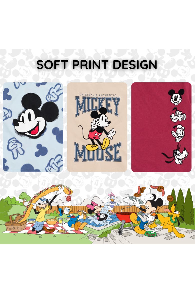 Mickey Mouse 3-Pack Short Sleeve T-Shirts, Alternate, color, Beige Burgundy Blue
