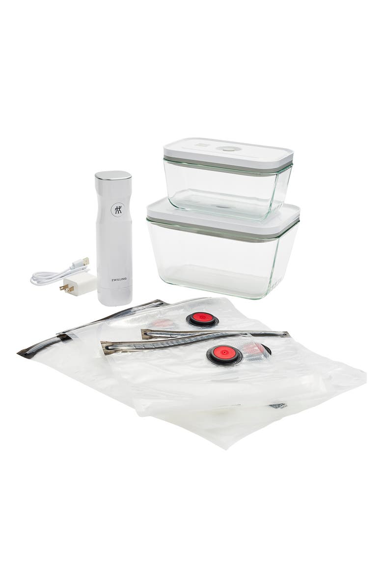ZWILLING Fresh & Save 7-Piece Glass Vacuum Food Storage System, Main, color, White