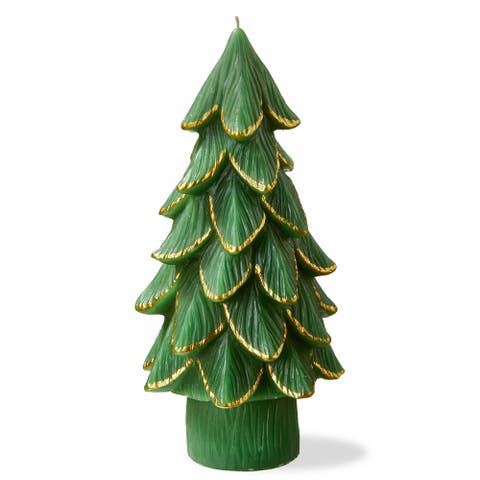 Gilded Pine Tree Large Green Novelty Candle for Christmas