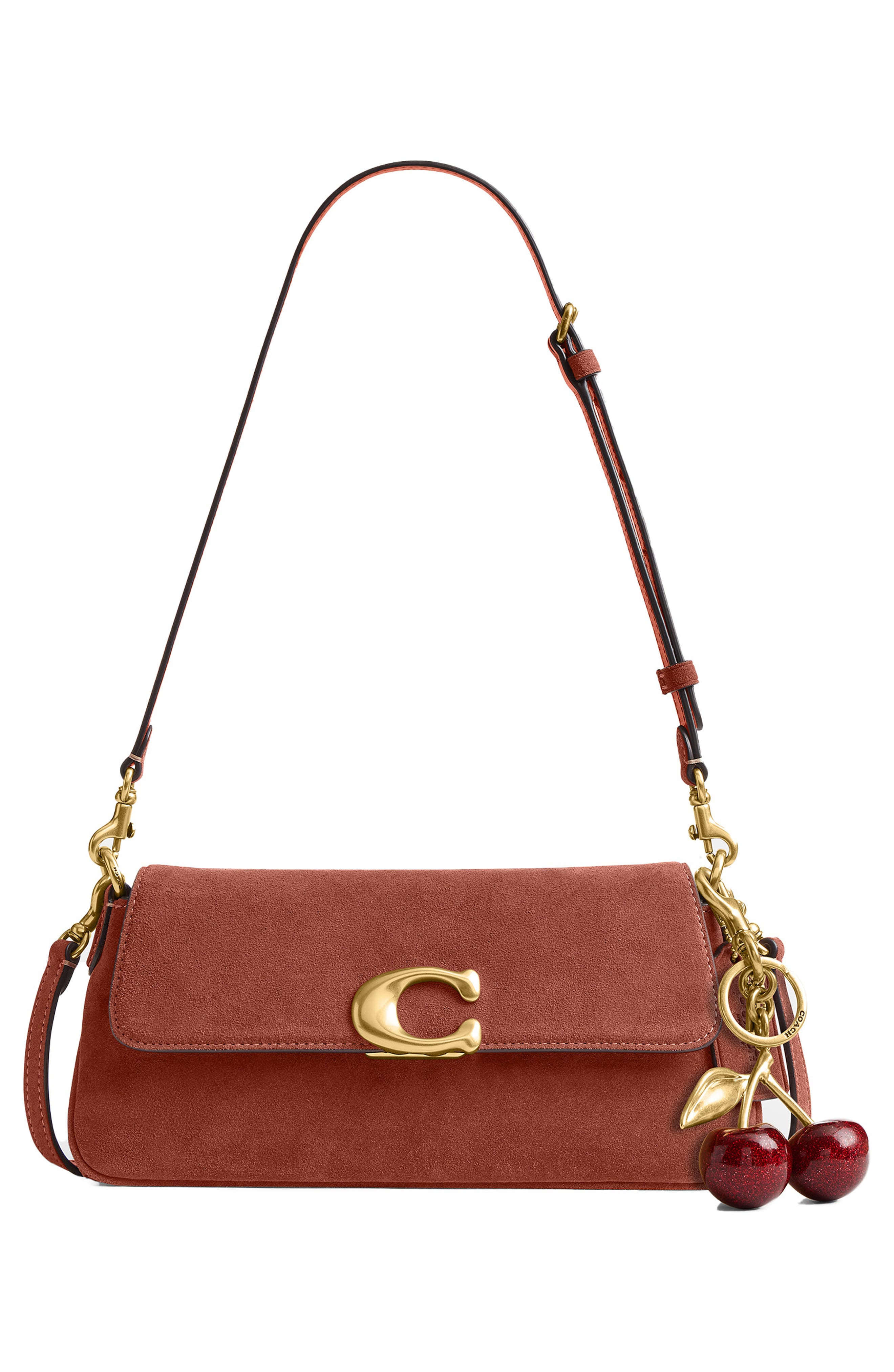 COACH Jet Suede Shoulder Bag, Alternate, color, Clay