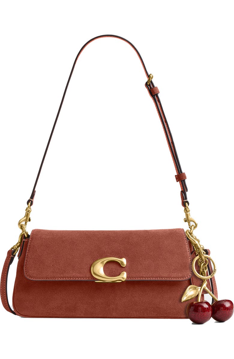 COACH Jet Suede Shoulder Bag, Alternate, color, Clay