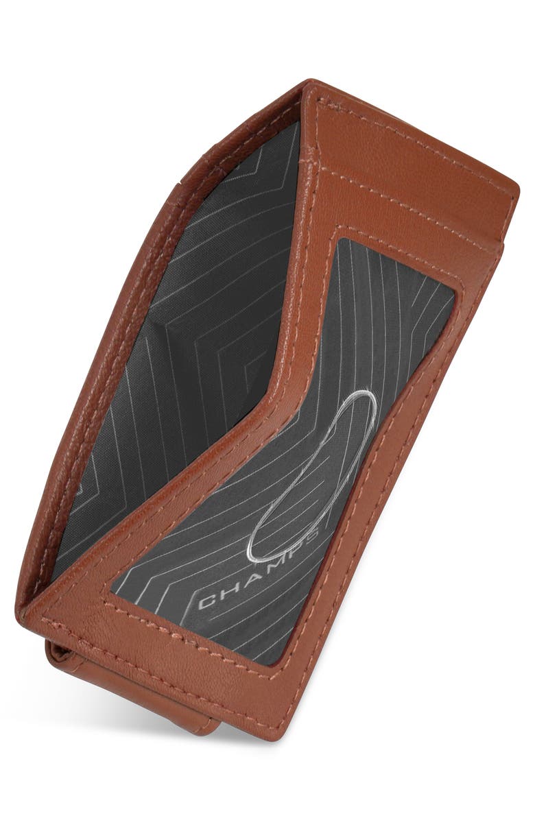 CHAMPS Leather Magnetic RFID Card Case, Alternate, color, Brown