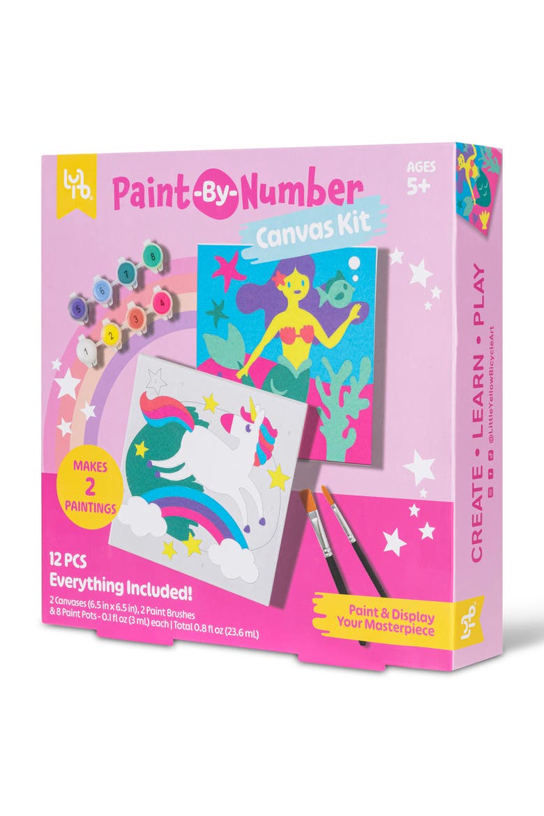 Unicorn & Mermaid Paintbynumber Canvas Kit 5+, Alternate, color, Multicolored