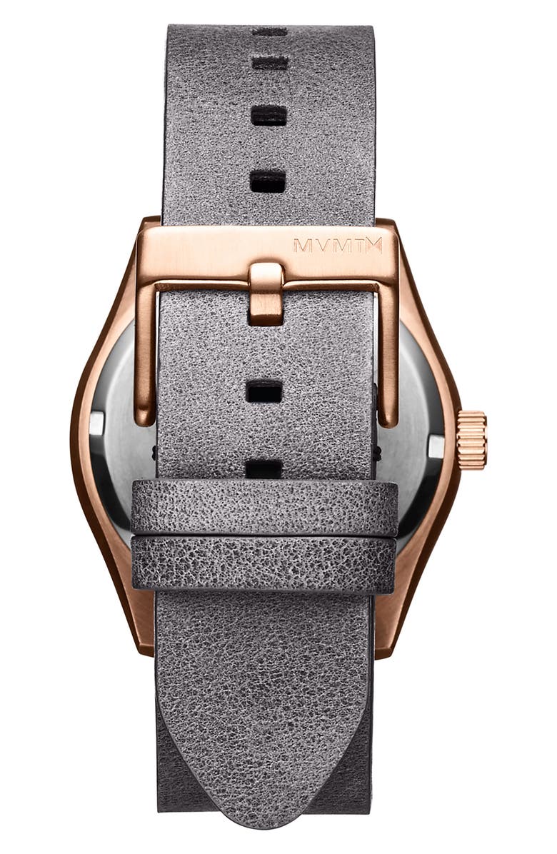 MVMT WATCHES MVMT Time Crusher Leather Strap Watch, 39mm, Alternate, color,