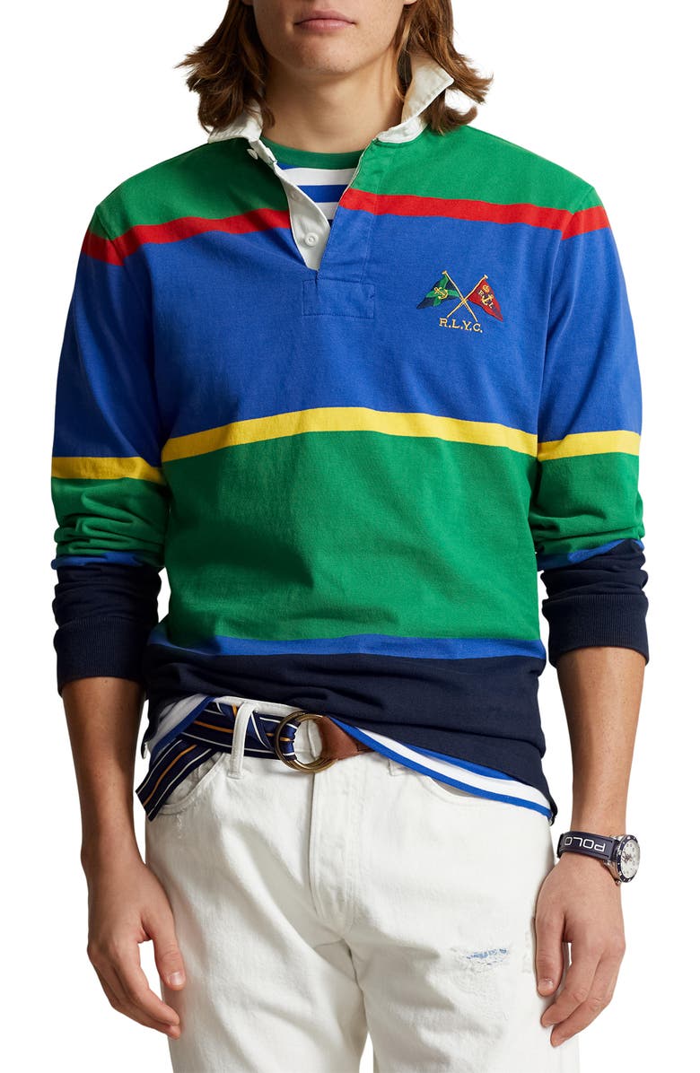 Polo Ralph Lauren Stripe Cotton Jersey Rugby Shirt, Main, color,