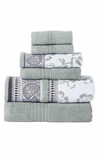 Modern Threads Yarn Dyed Jacquard/Solid Towel 6-Piece Set - Ophelia Dark Sage