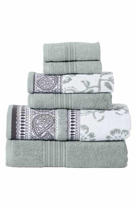 Modern Threads Yarn Dyed Jacquard/Solid Towel 6-Piece Set - Ophelia Dark Sage