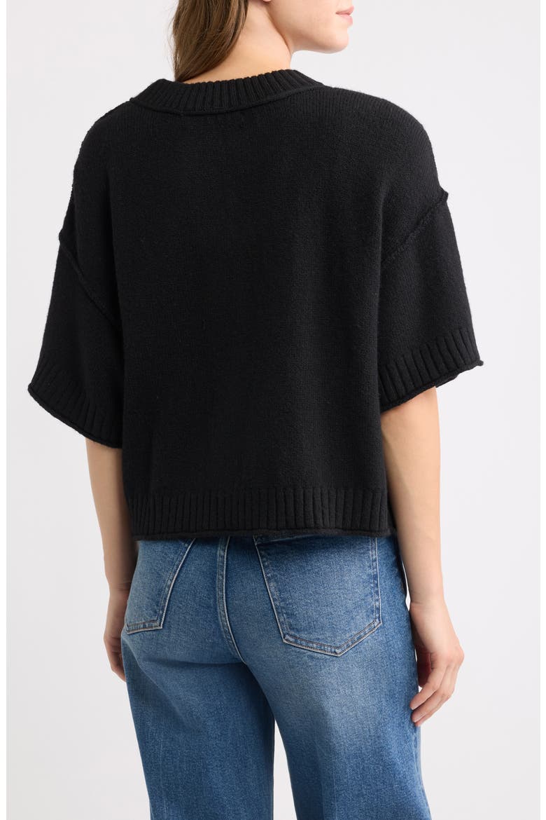 Broome Short Sleeve Crop Cardigan, Alternate, color, BLACK