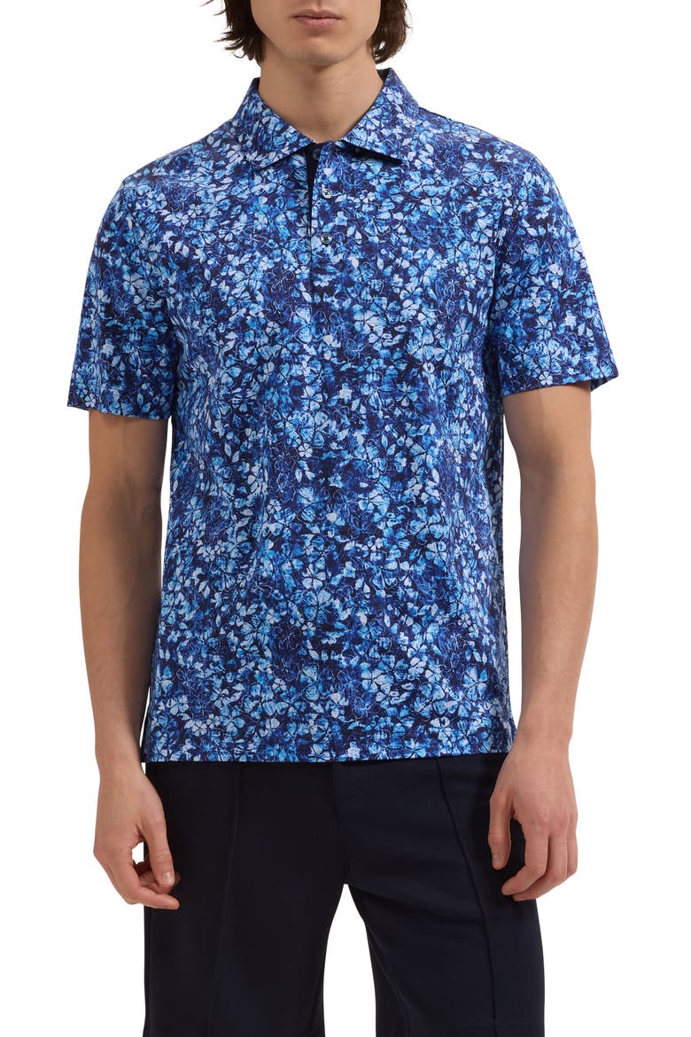 Hendrix Digital Floral Print Pima Cotton Polo, Main, color, CLASSIC BLUE