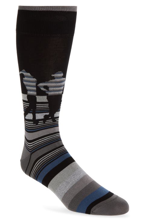 Golf Stripe Cotton Blend Dress Socks