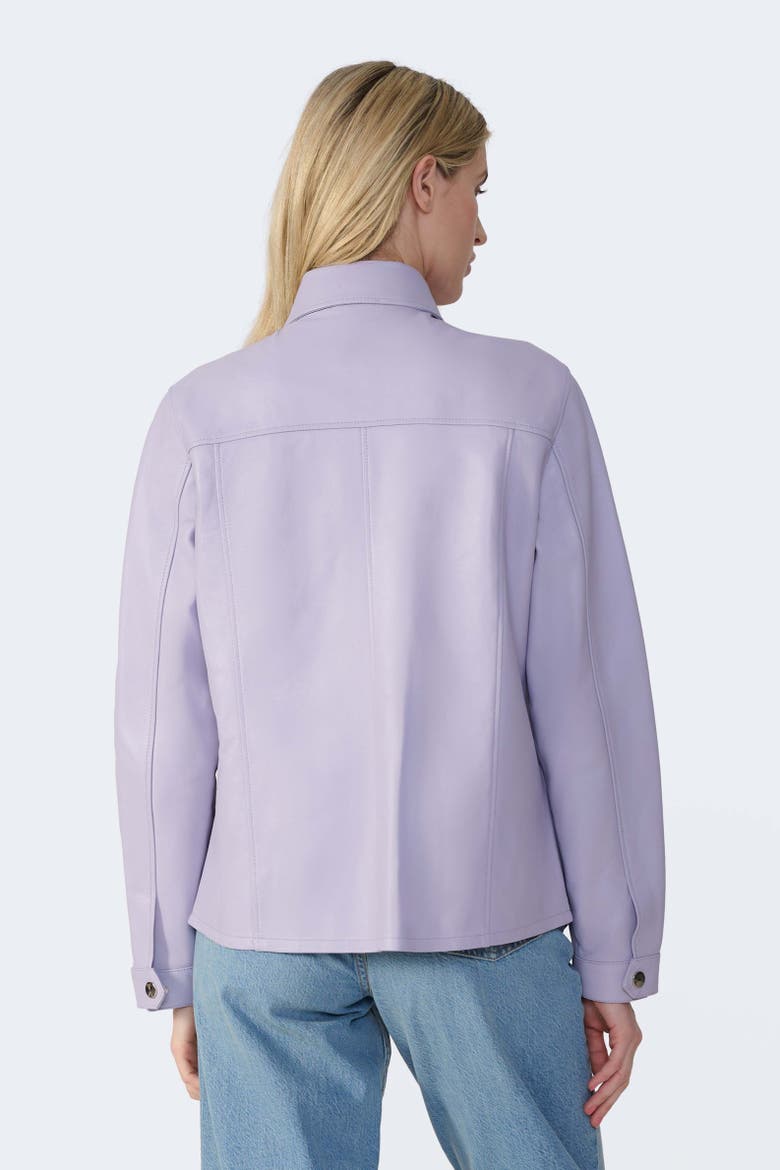 Frankie Leather Shirt Jacket, Alternate, color, Lilac