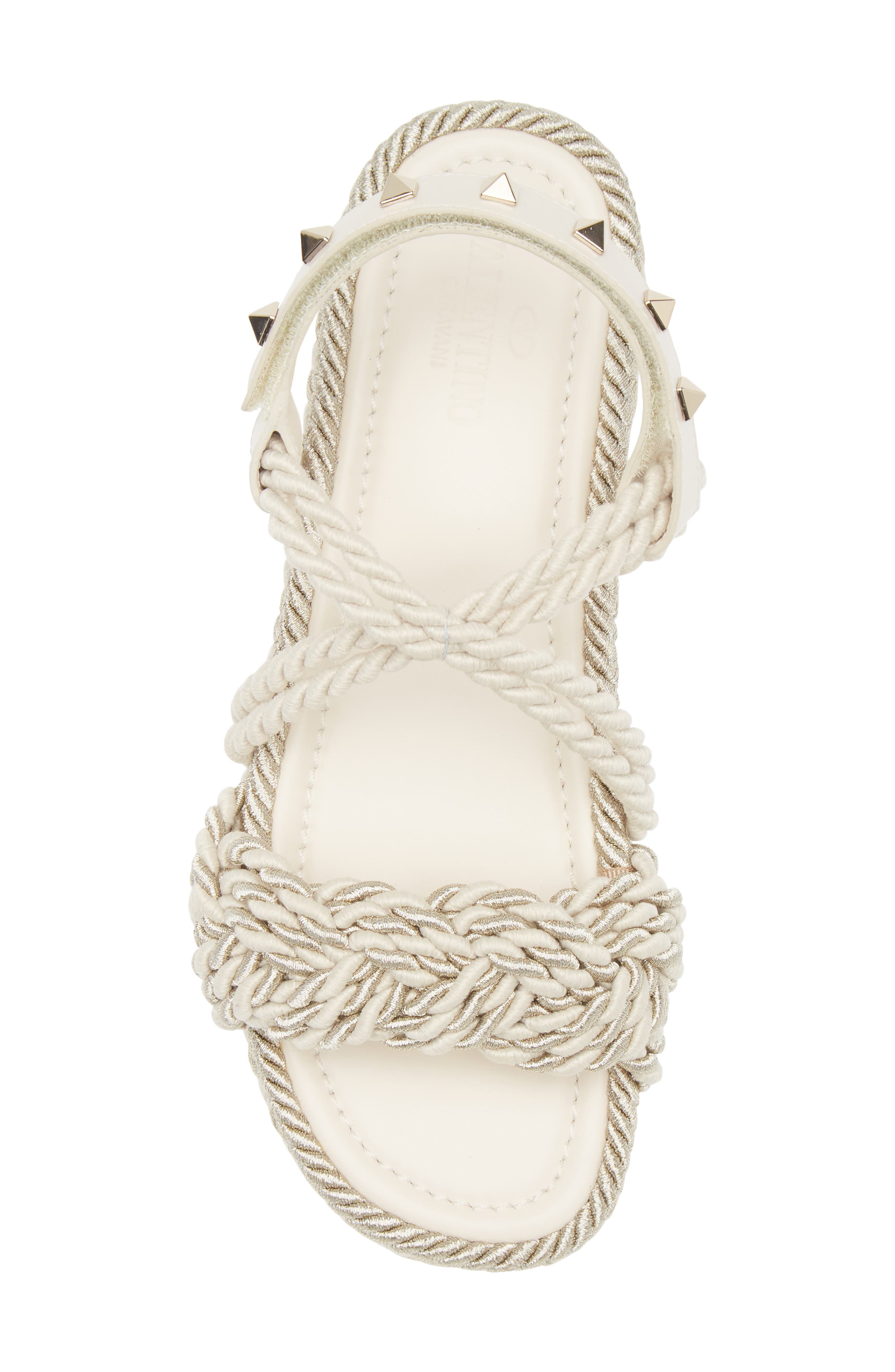 Rockstud Torchon Platform Sandal, Alternate, color, LIGHT IVORY