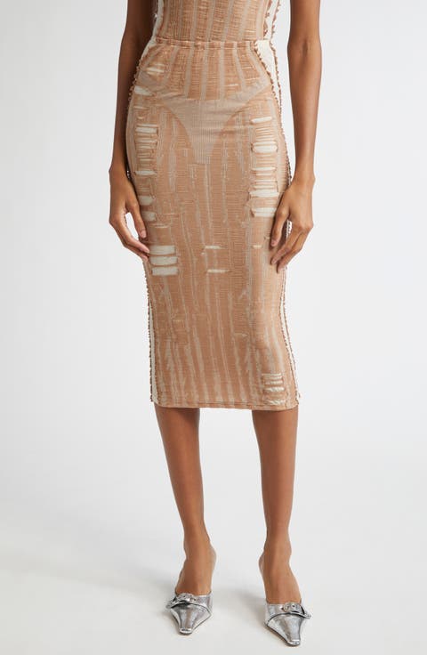 M-Calina Trompe l'Oeil Midi Skirt