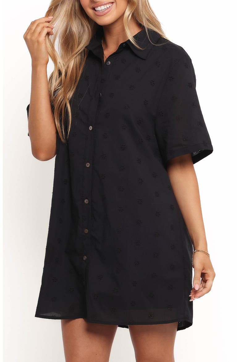 Grady Eyelet Embroidery Shirtdress, Alternate, color, BLACK