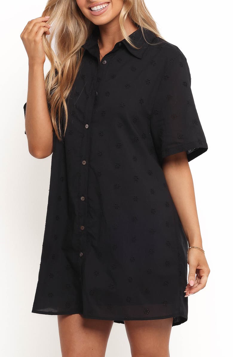 Petal & Pup Grady Eyelet Embroidery Shirtdress, Alternate, color, Black
