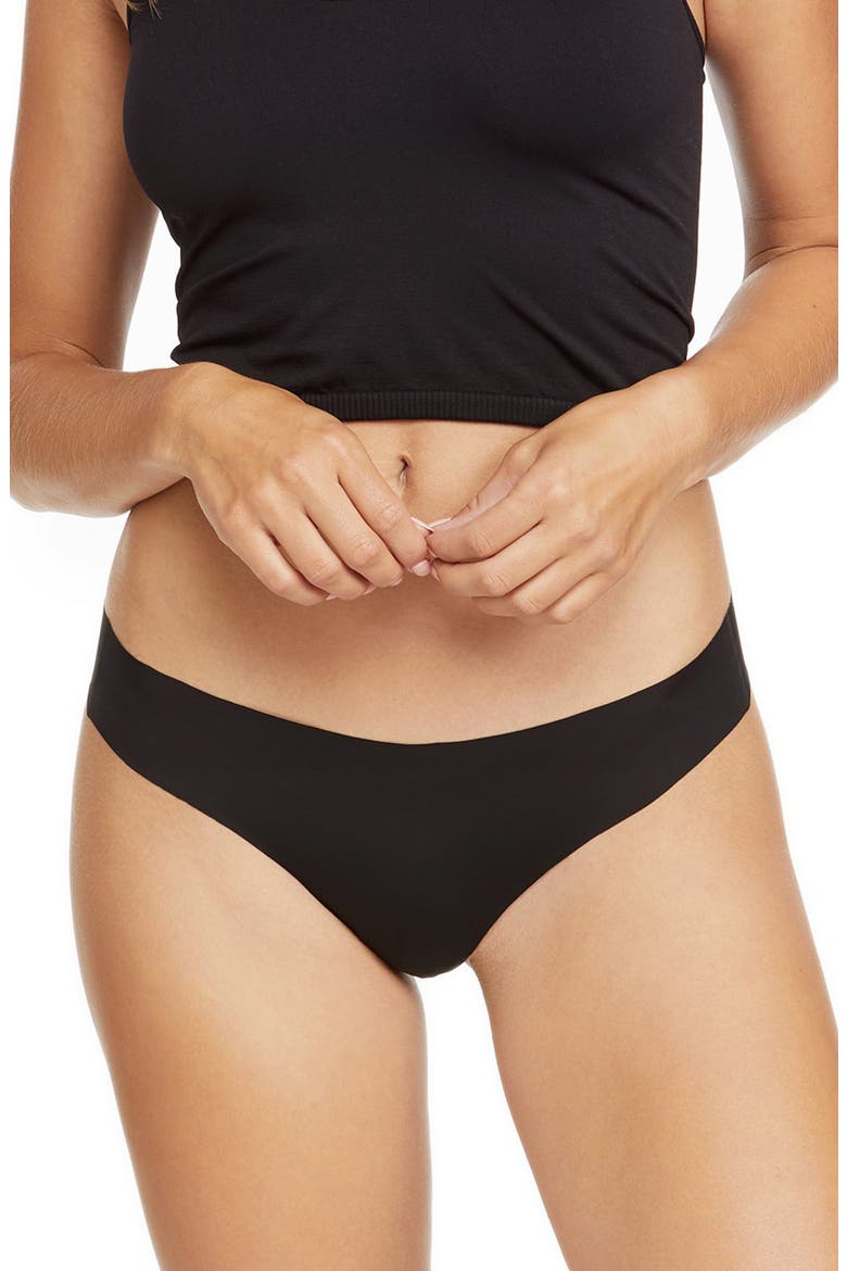 2-Pack Soft Seamless Thongs, Main, color, TAP SHOE BLACK