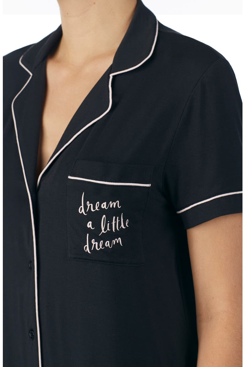 capri short sleeve pajamas, Alternate, color, BLACK