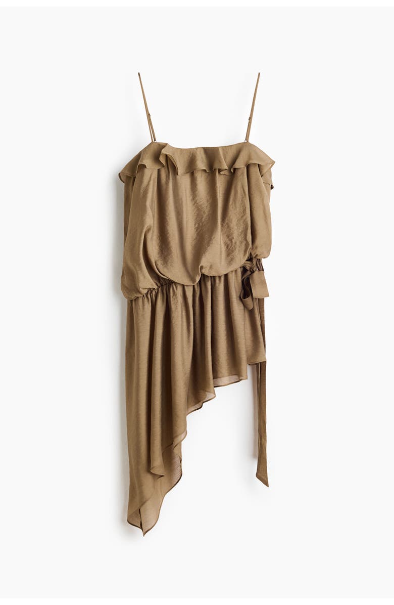 H&M Asymmetric dress with flounce trim, Alternate, color, Khaki Green