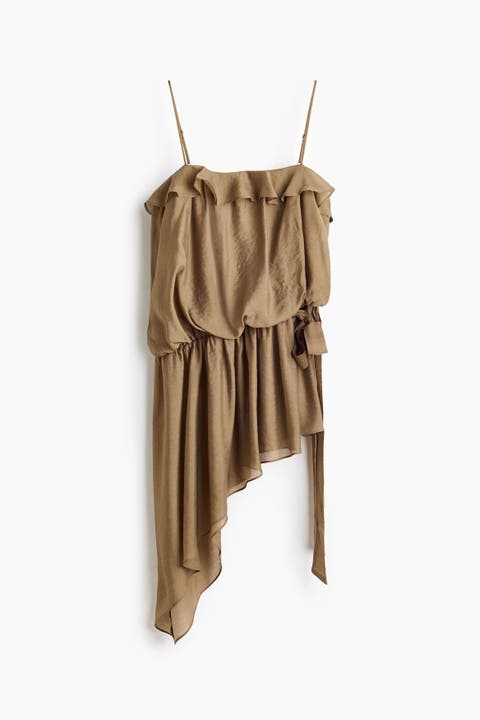 Asymmetric Flounce-trimmed Dress
