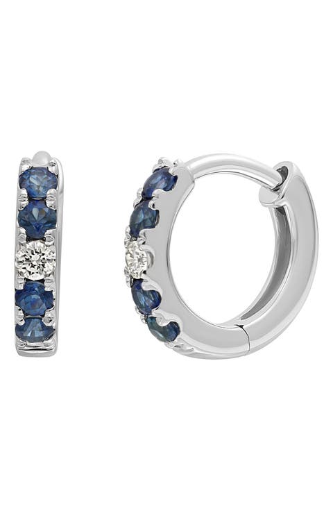 El Mar Sapphire & Diamond Hoop Earrings
