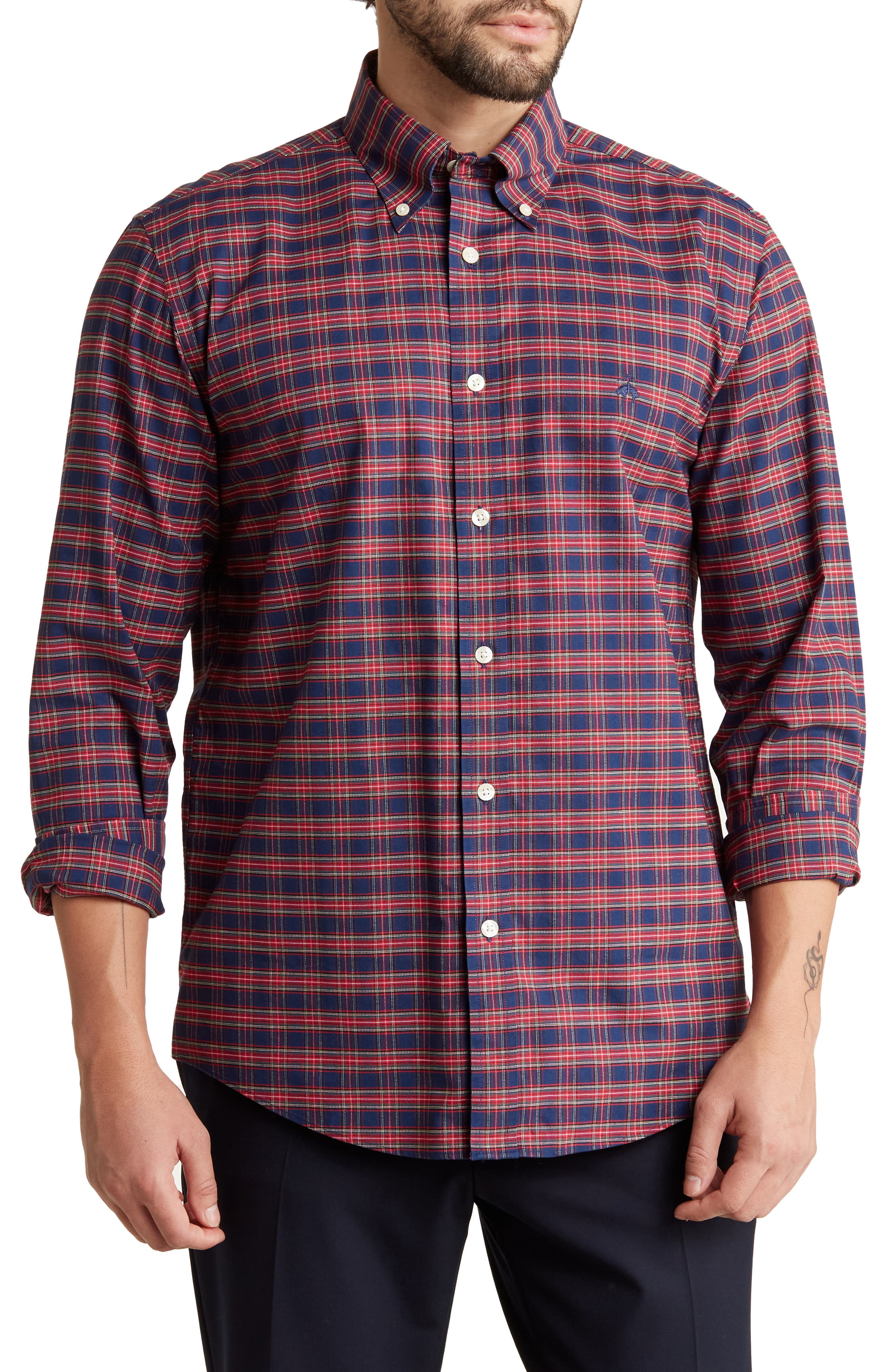 Brooks Brothers Regular Fit Tartan Non-Iron Oxford Button-Down Shirt