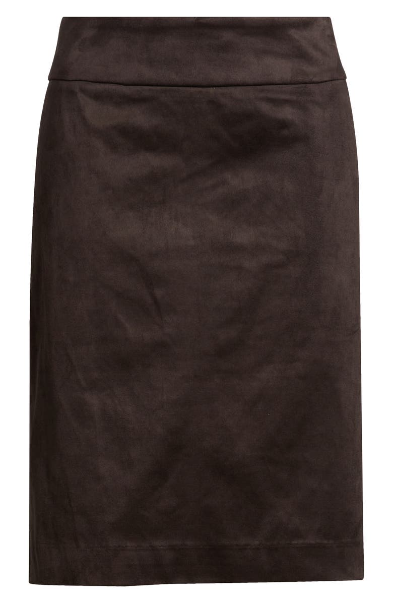 Tahari ASL Faux Suede Skirt, Alternate, color, Espresso