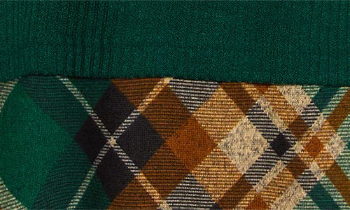 Connected Apparel Mixed Media Long Sleeve Midi Dress In Green