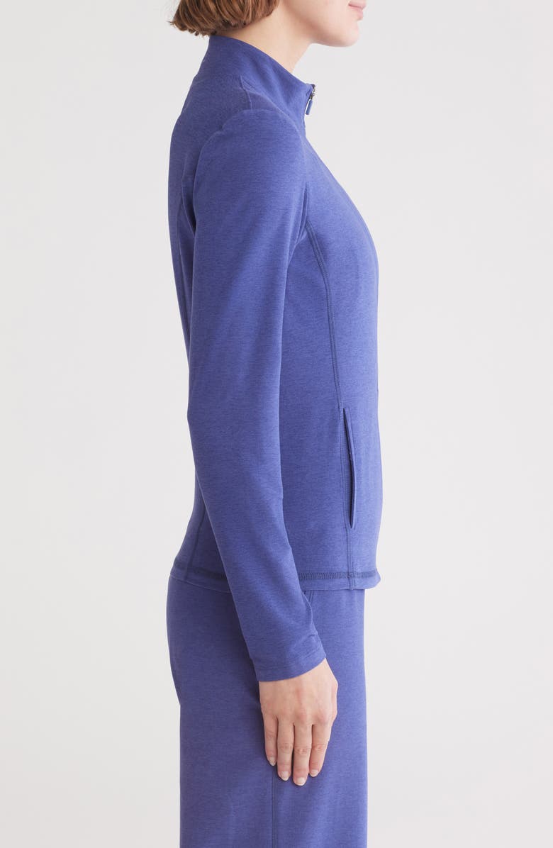 Beyond Yoga On the Go Mock Neck Jacket, Alternate, color, Eternal Blue Heather