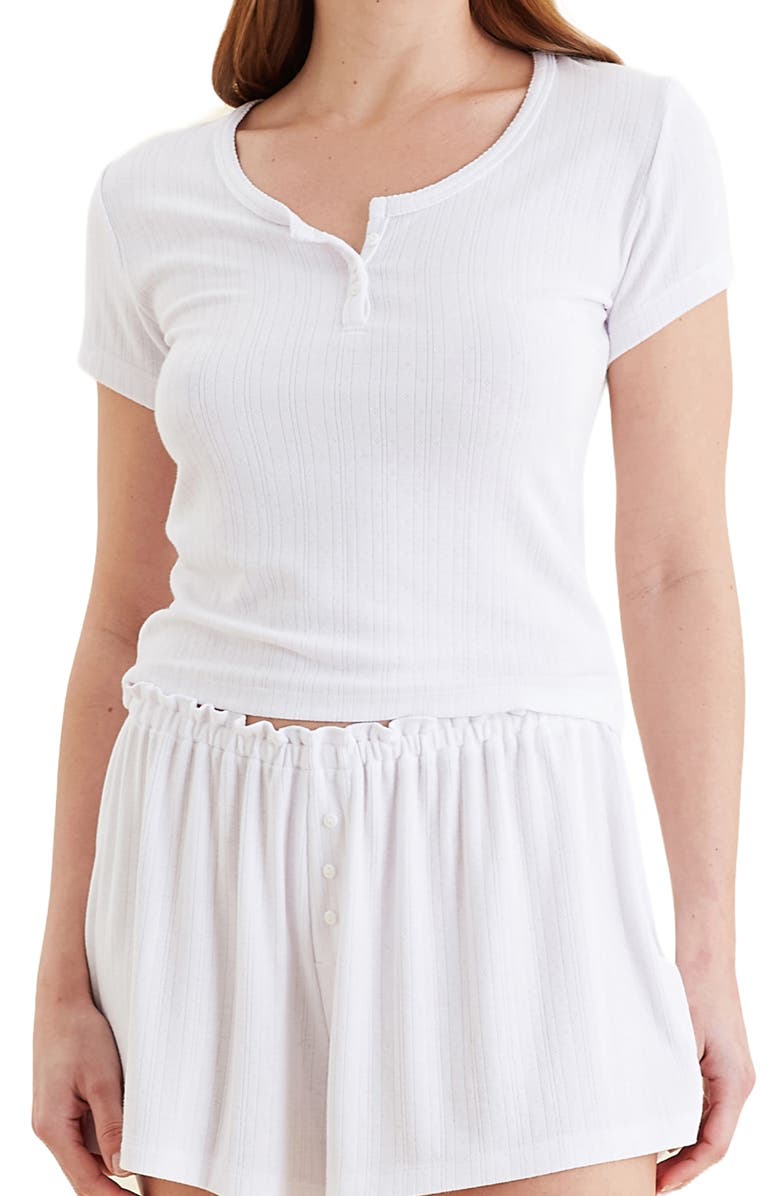 Papinelle Pointelle Boxer Short Pajamas, Alternate, color, White