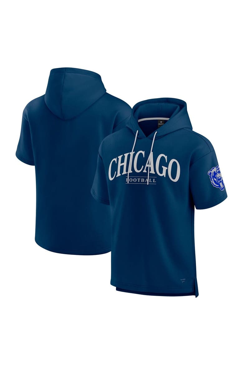 Unisex Fanatics  Navy Chicago Bears Elements Ready Short Sleeve Pullover Hoodie, Main, color, Navy