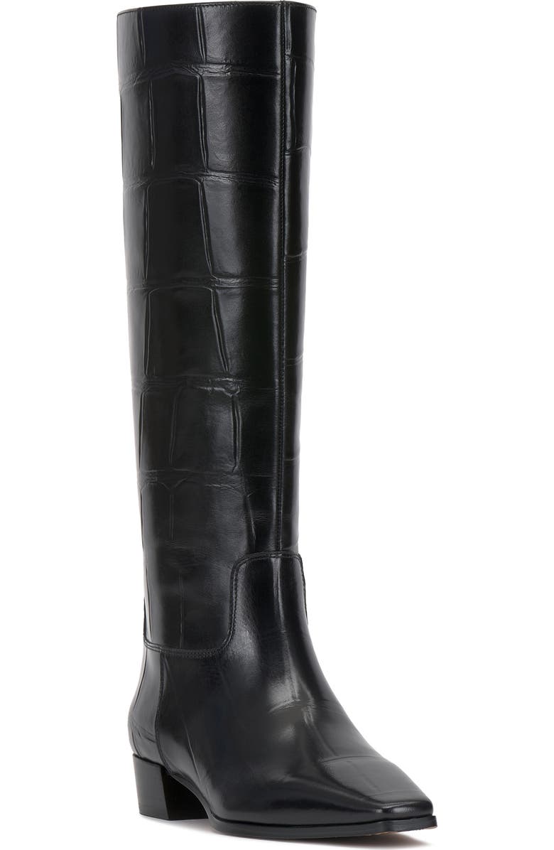 Vince Camuto Pavla Knee High Boot, Main, color, Black Large Croc Le