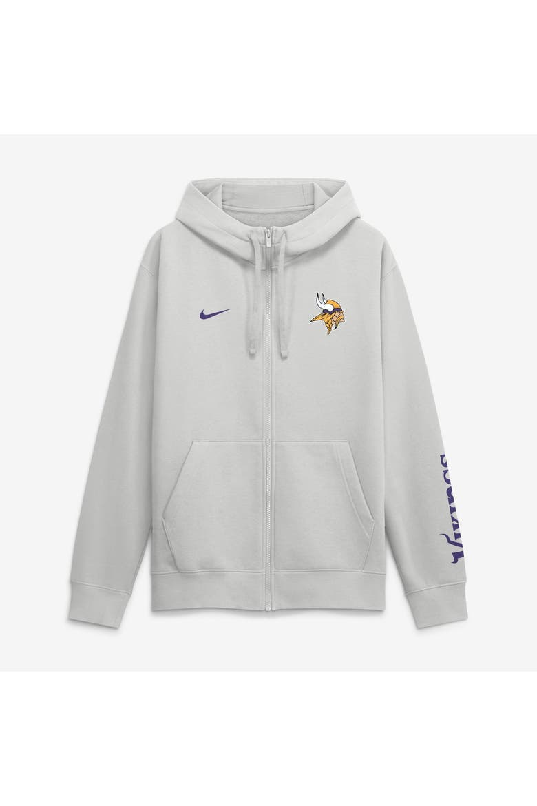 Men's Nike Gray Minnesota Vikings Cool Down Club Full-Zip Hoodie, Main, color, Gray