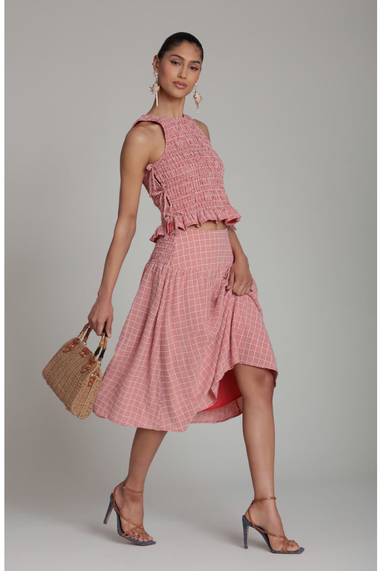 Print Side Tie Skirt, Alternate, color, CREAM-RED MULTI