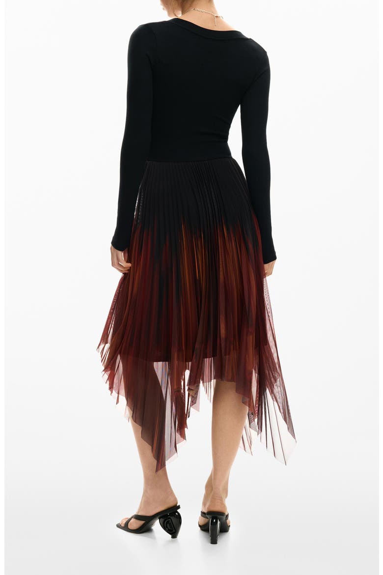 Long Sleeve Tulle Dress, Alternate, color, BLACK