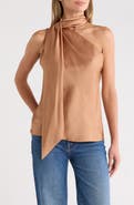 Renee C Scarf Detail One-Shoulder Satin Top
