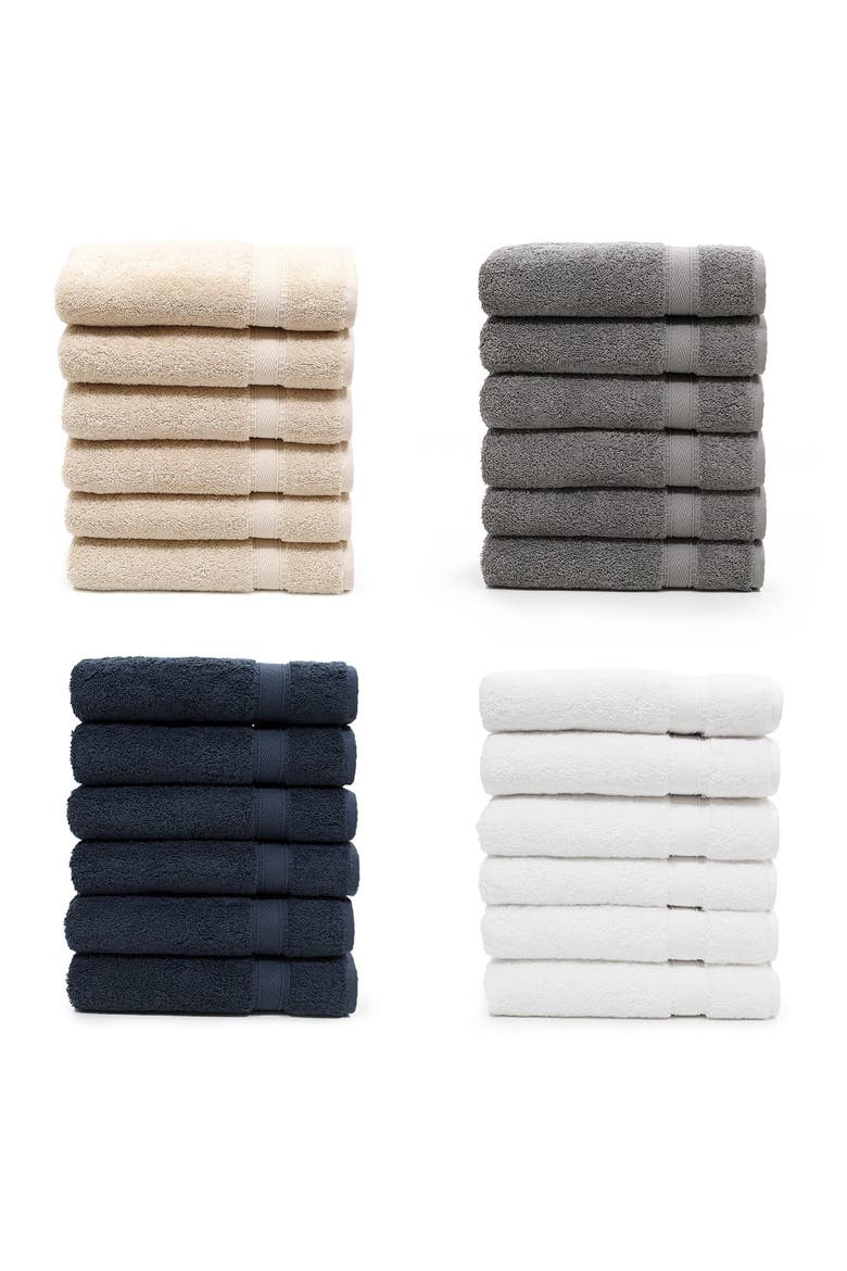 Sinemis Terry 6-Piece Hand Towel Set - White, Alternate, color, WHITE