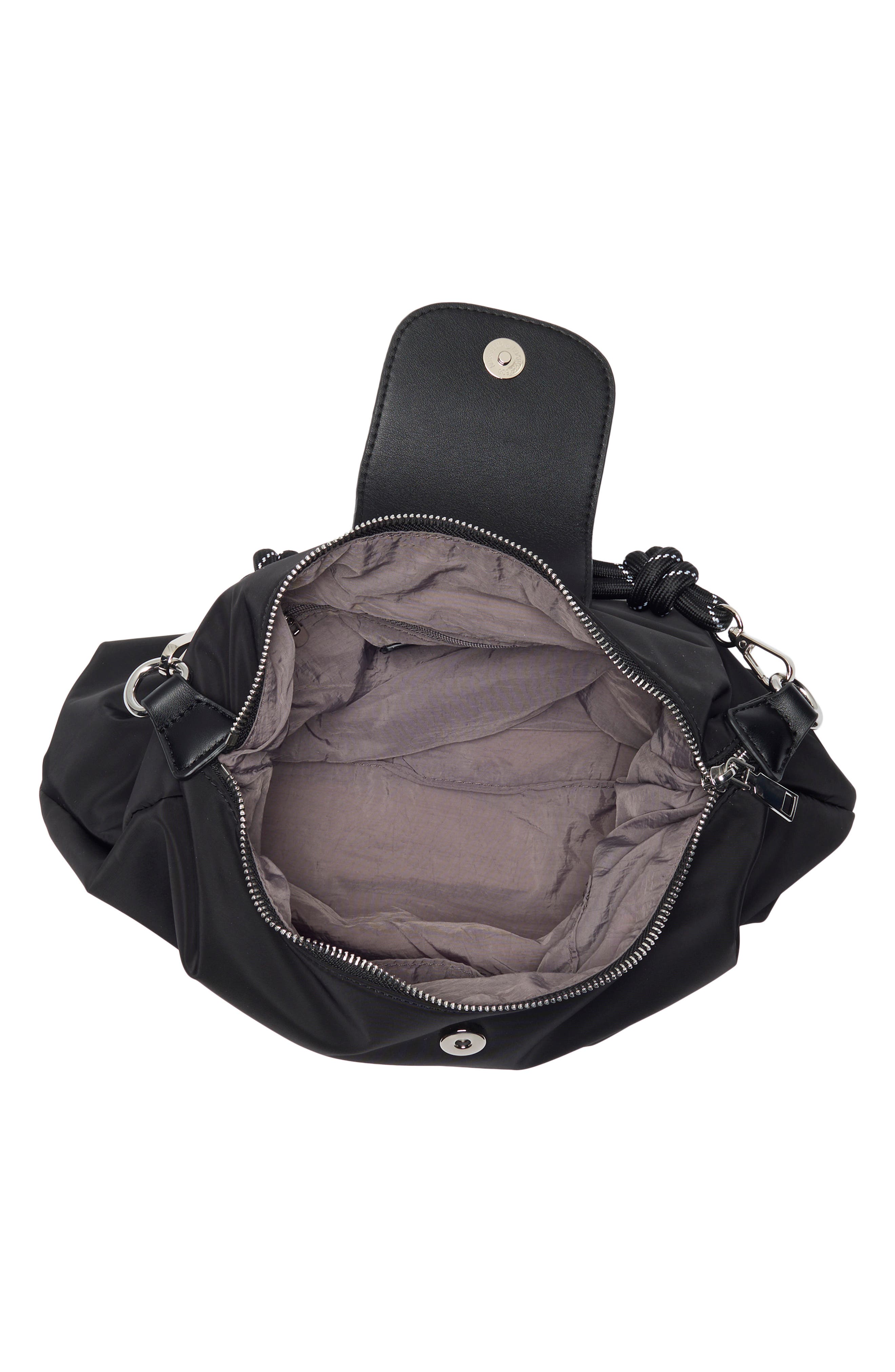 URBAN EXPRESSIONS HANDBAGS Nylon Flap Crossbody Bag, Alternate, color, Black