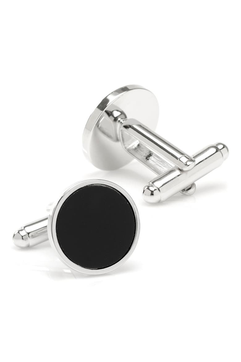 Onyx Cuff Links, Alternate, color, BLACK