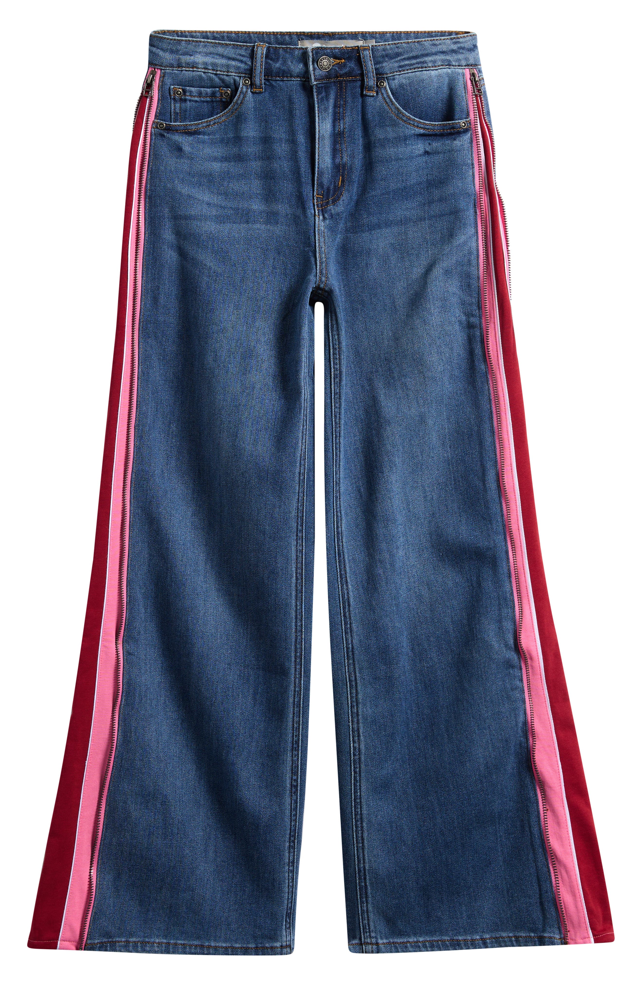 Tractr Kids' Track Stripe Wide Leg Jeans